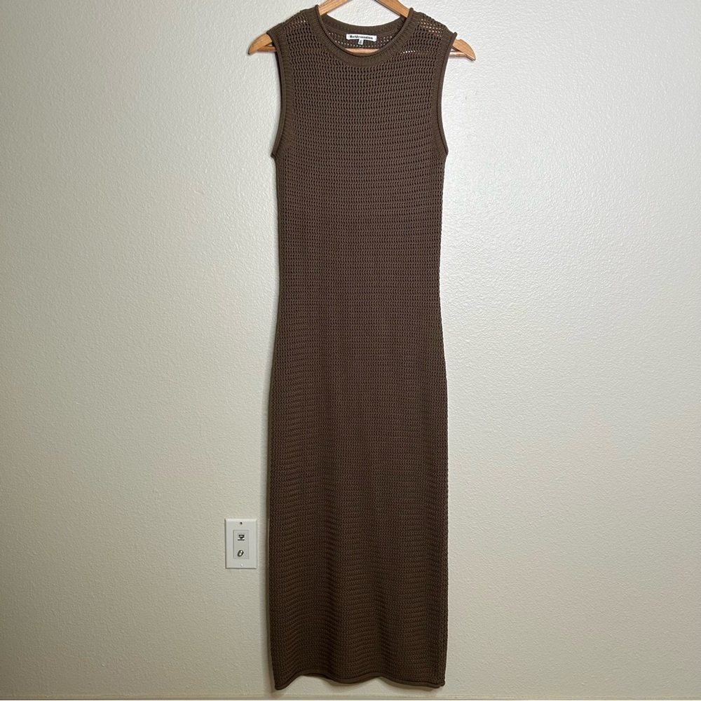 Reformation Nolan Open Knit Sweater Dress brown small